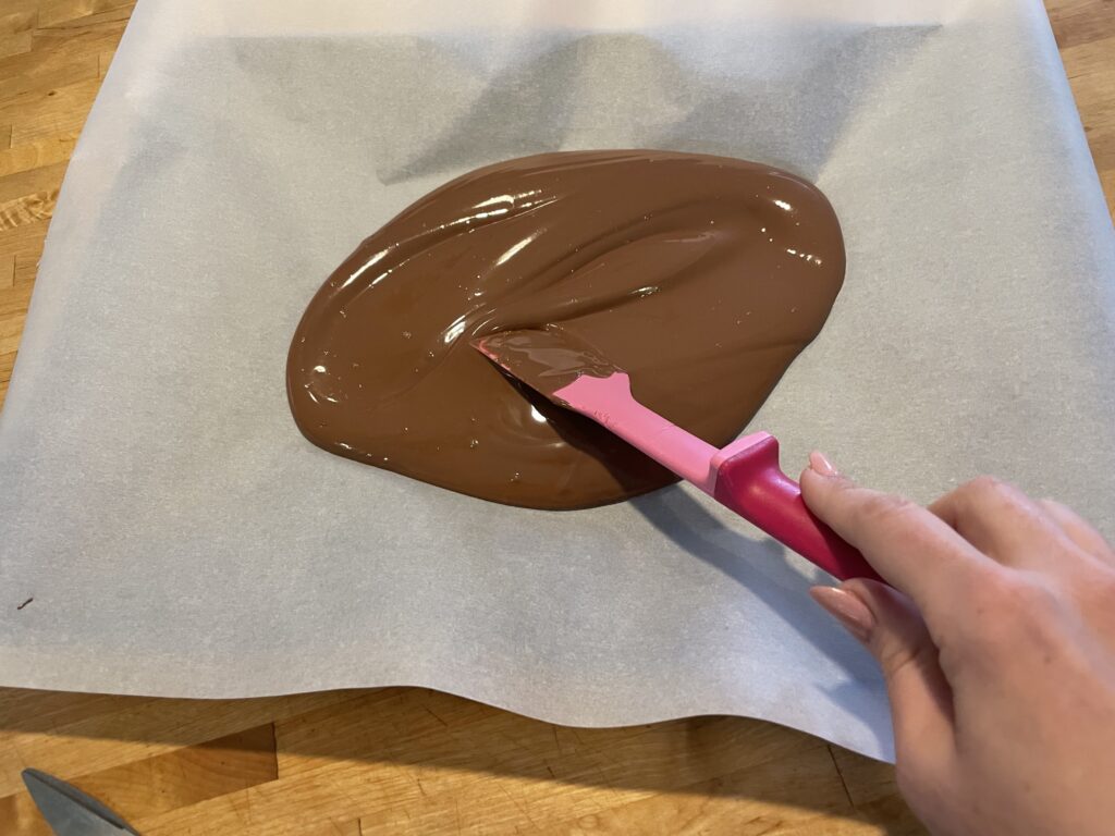 Peanut butter chocolate bark. Spread out on cookie sheet. 