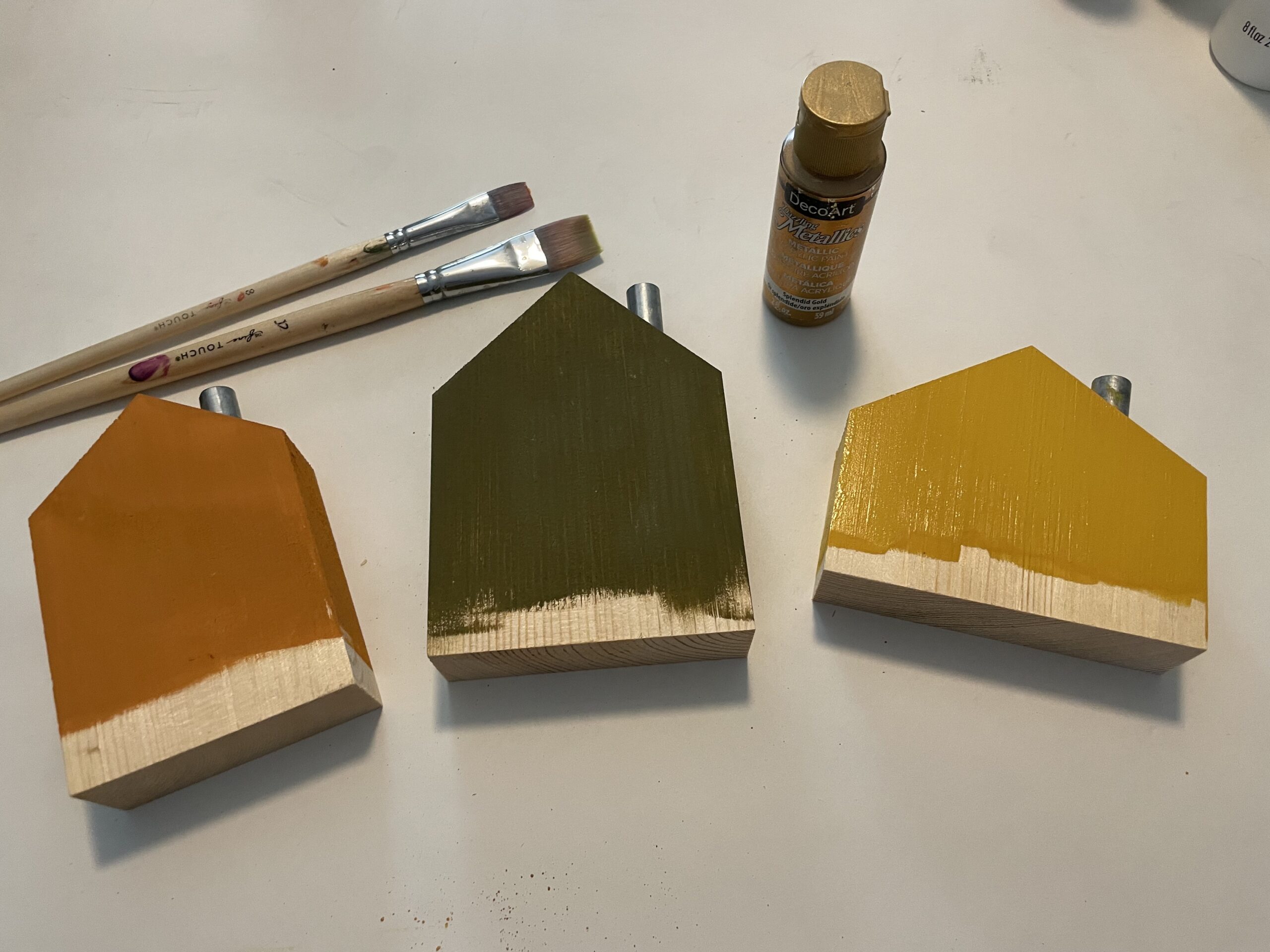 painting the mini fall houses 